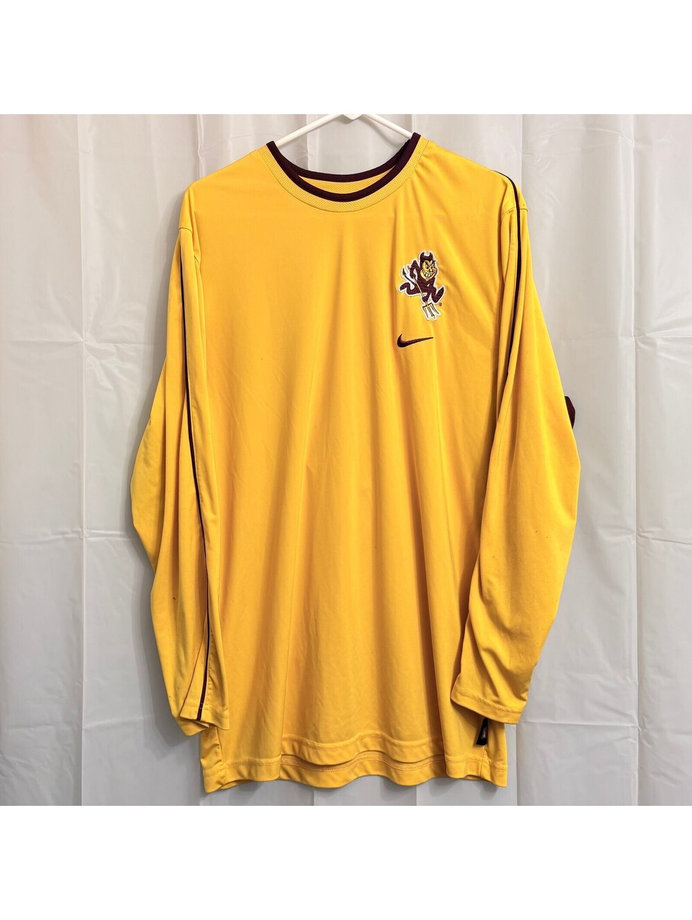 Nike Men's Arizona State Sun Devils Long Sleeve Shirt Medium Yellow Embroidered